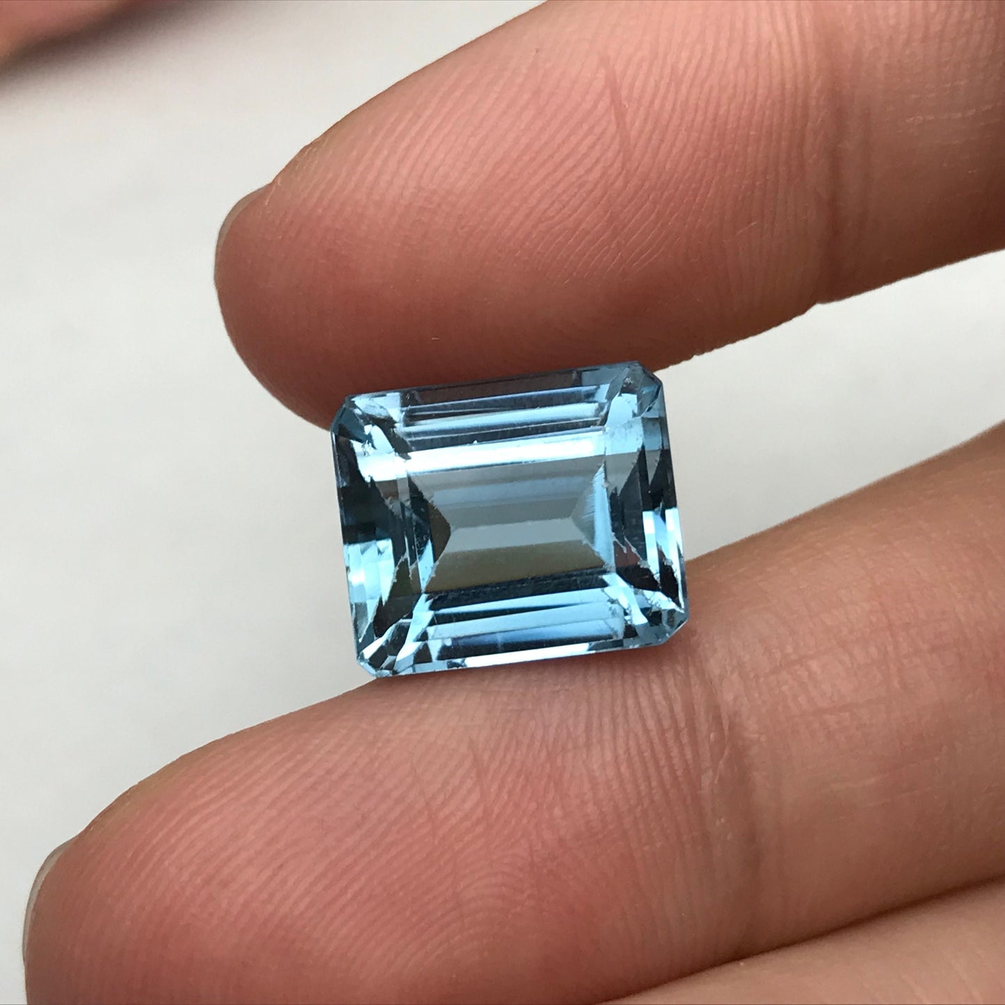 12.27 carat Light Blue Topaz, 12.6x10.7mm Faceted Gemstone, Recycled Gems