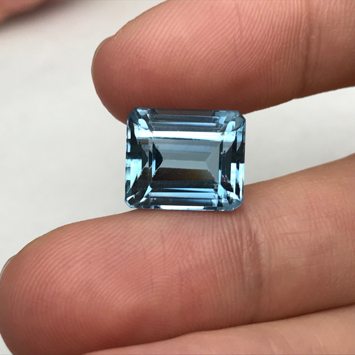 12.27 carat Light Blue Topaz, 12.6x10.7mm Faceted Gemstone, Recycled Gems