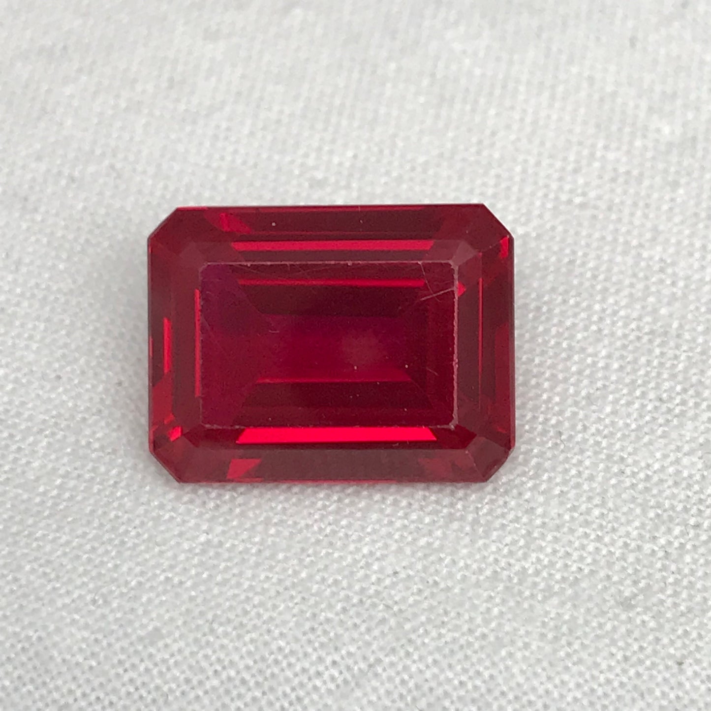 16x12mm Lab Created Ruby Emerald Cut, 15 carat Recycled Large Synthetic Gem