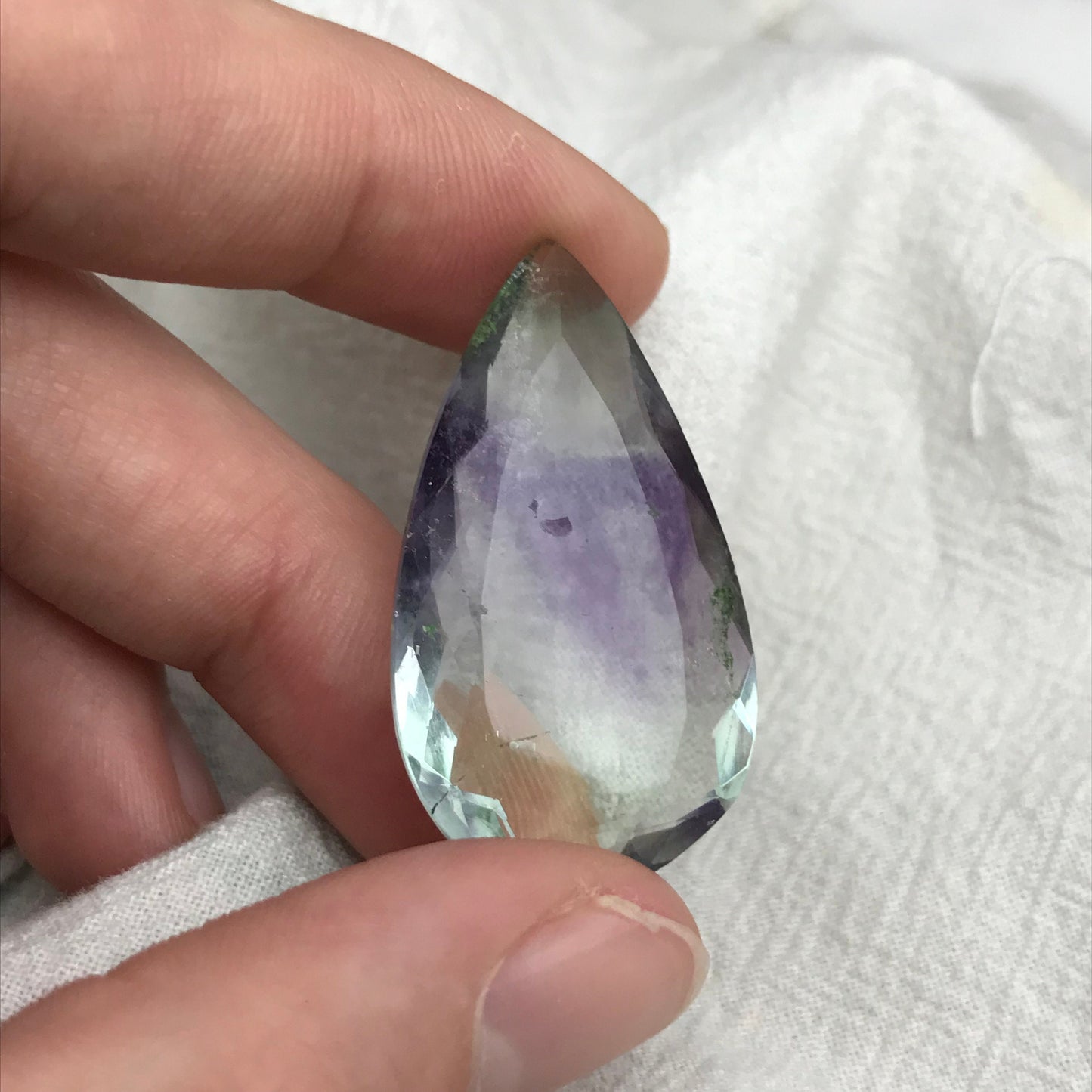 Purple & Green Fluorite 36.7x21mm Cut 51 Carat, Faceted Loose Bi-Color Fuorite