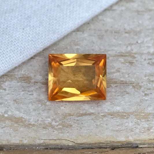 10x8mm Orange Lab Sapphire 3.79 Carat Rectangle Cut