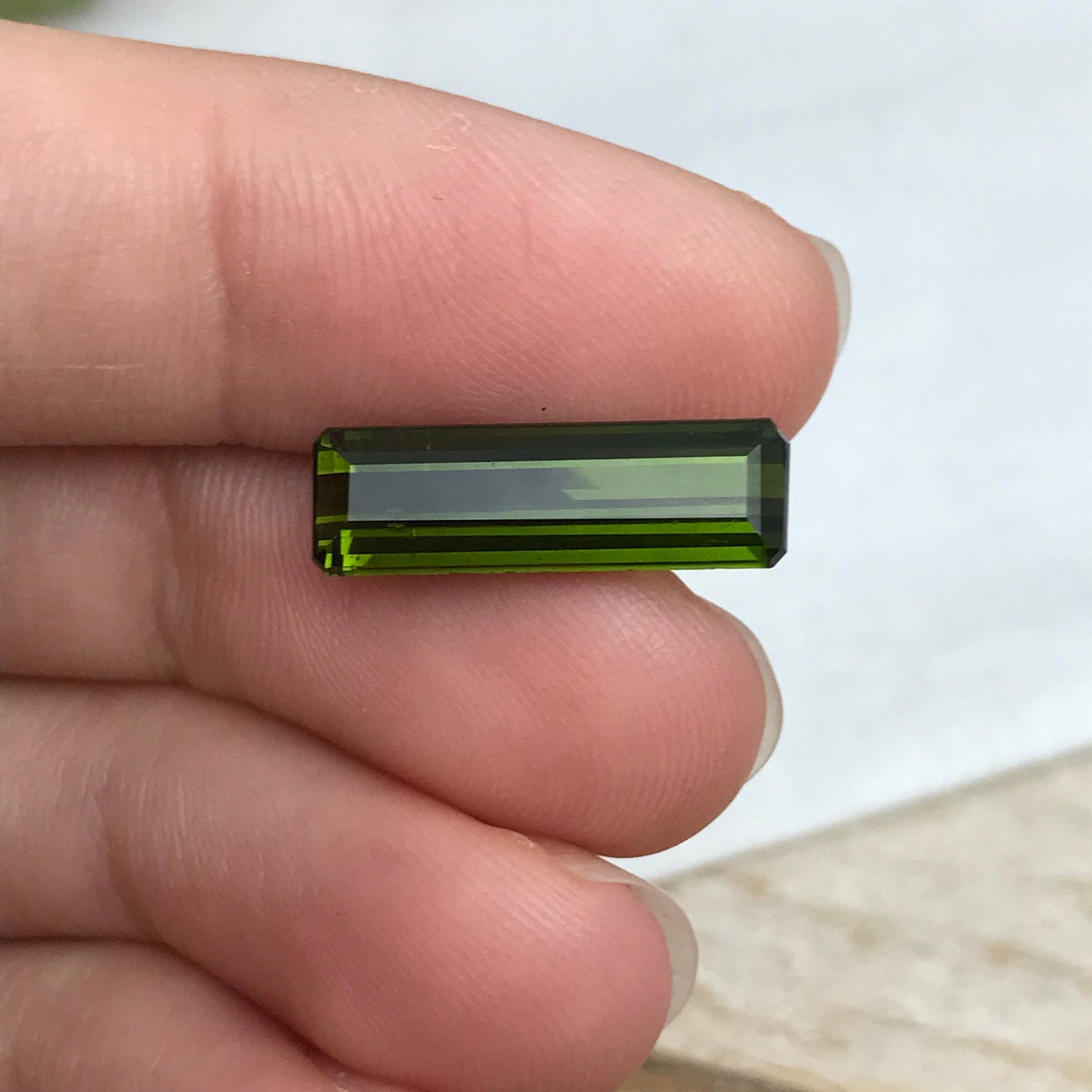 4.42 carat Natural Deep Green Tourmaline 18x5.7mm Long Octagon Cut Faceted Loose Gemstone