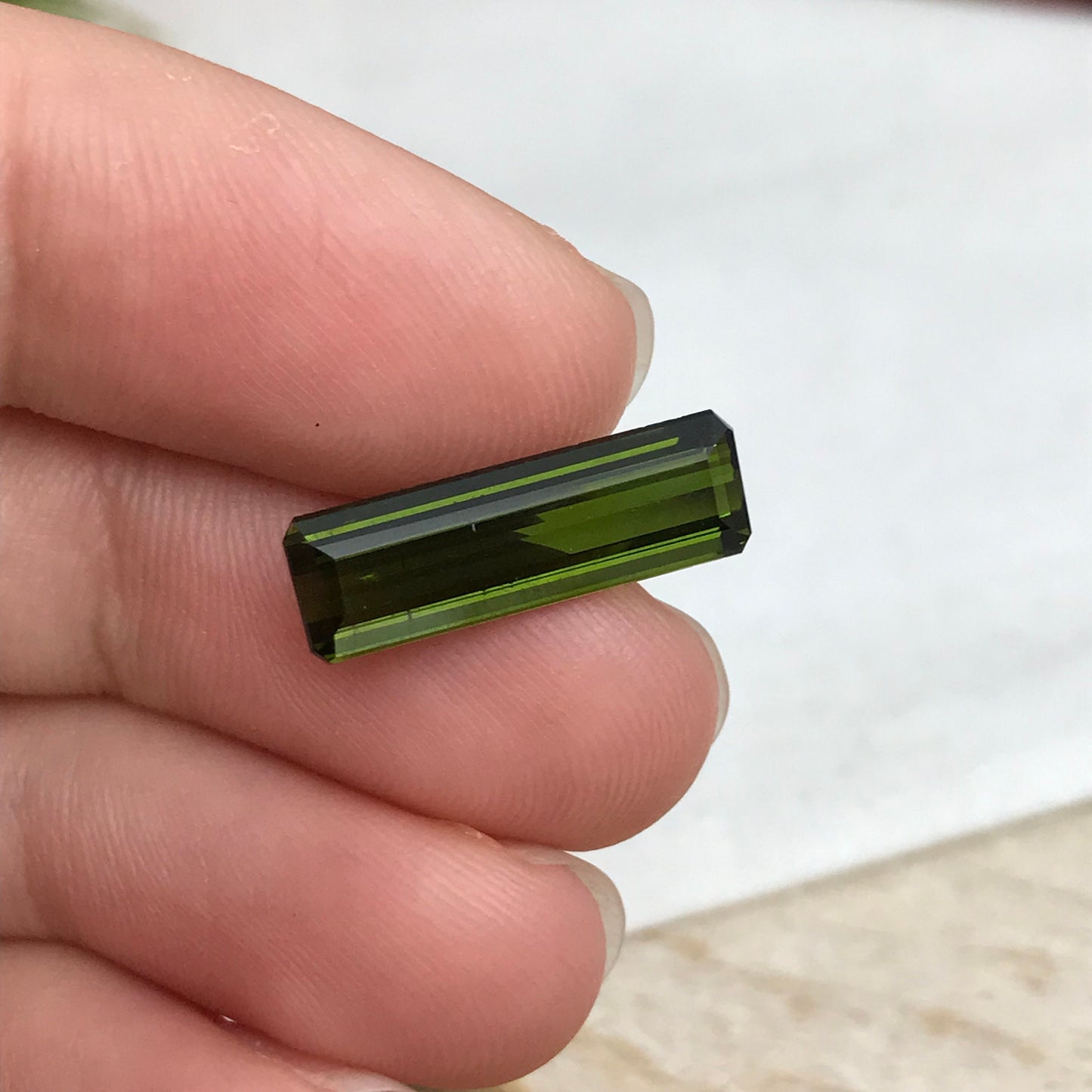 4.42 carat Natural Deep Green Tourmaline 18x5.7mm Long Octagon Cut Faceted Loose Gemstone