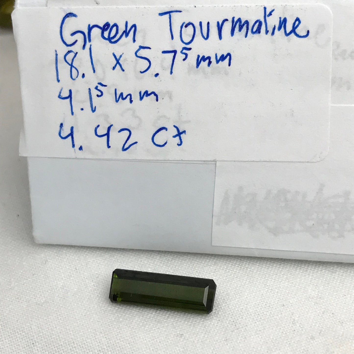 4.42 carat Natural Deep Green Tourmaline 18x5.7mm Long Octagon Cut Faceted Loose Gemstone