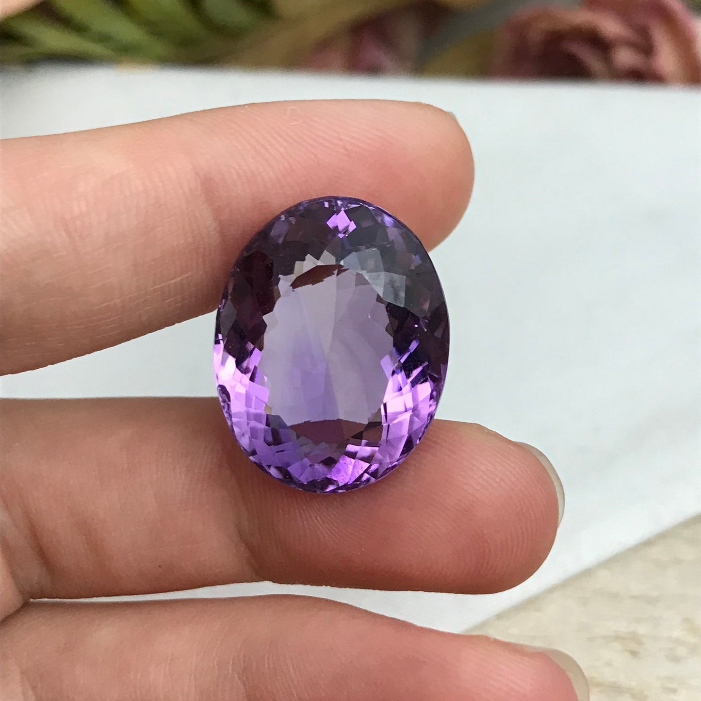 29 Carat Purple Amethyst 22.5x17.5mm Oval Cut Loose  Gemstone, Faceted February Birthstone Large