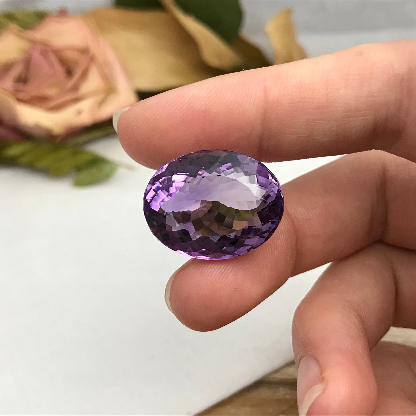29 Carat Purple Amethyst 22.5x17.5mm Oval Cut Loose  Gemstone, Faceted February Birthstone Large