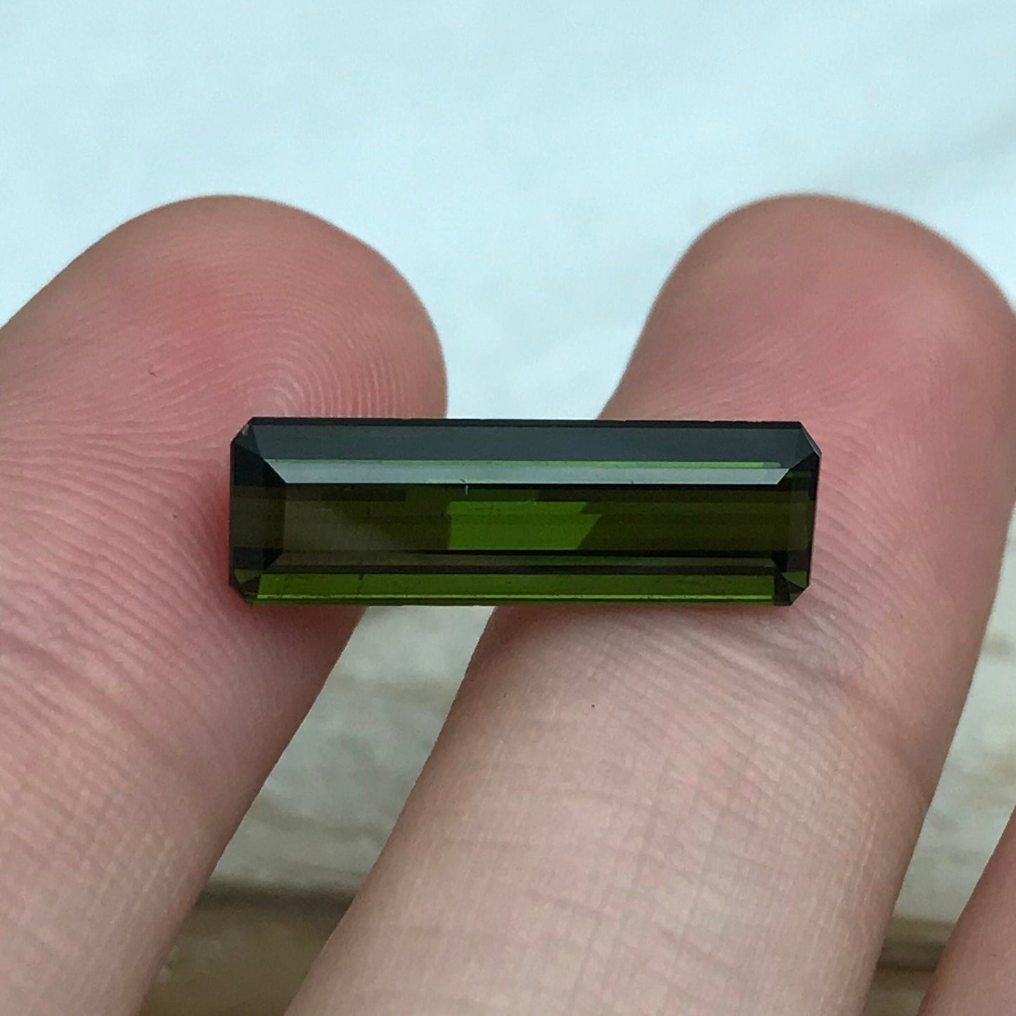 4.42 carat Natural Deep Green Tourmaline 18x5.7mm Long Octagon Cut Faceted Loose Gemstone
