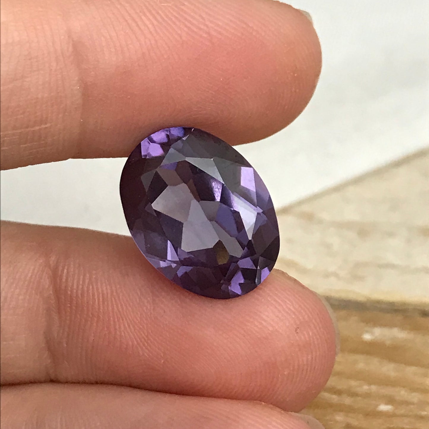 16x12mm Lab Created Purple Sapphire Oval Cut 11.40 Carat, Faceted Lab Grown Corundum- Alexandrite Replacement