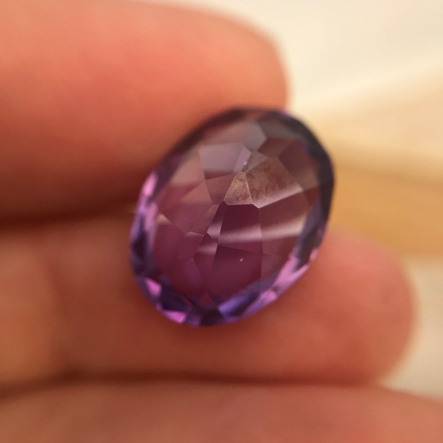 16x12mm Lab Created Purple Sapphire Oval Cut 11.40 Carat, Faceted Lab Grown Corundum- Alexandrite Replacement