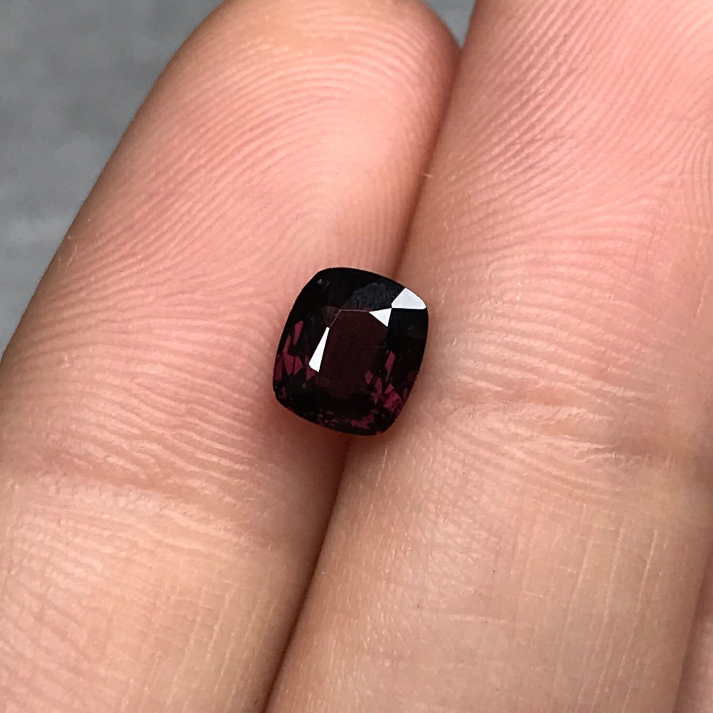 1 Ct Natural Purple Red Spinel 6.3x5.5mm Cushion Cut, Faceted Loose Gemstone, Dark Purple Stone