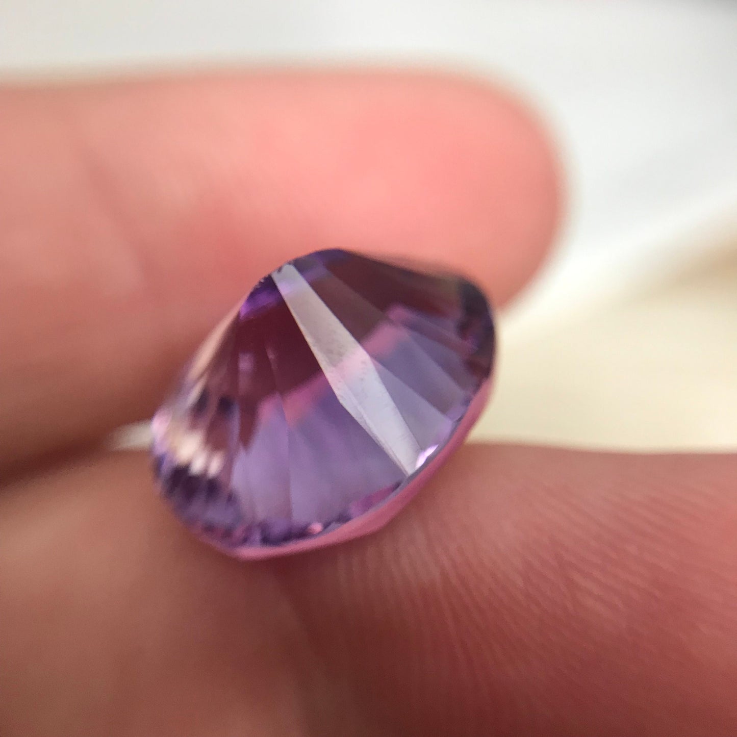 9 carat Amethyst Concave Oval cut, 15.2x12.3mm Natural Fantasy cut Quartz