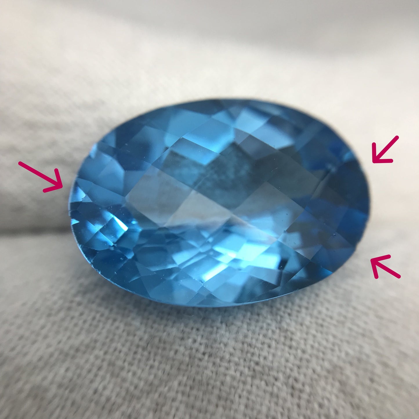 13 Carat Blue Topaz with Chips, 18x13mm Oval Worn Faceted Discount Gemstone, Reclaimed/Recycled Imperfect Gem