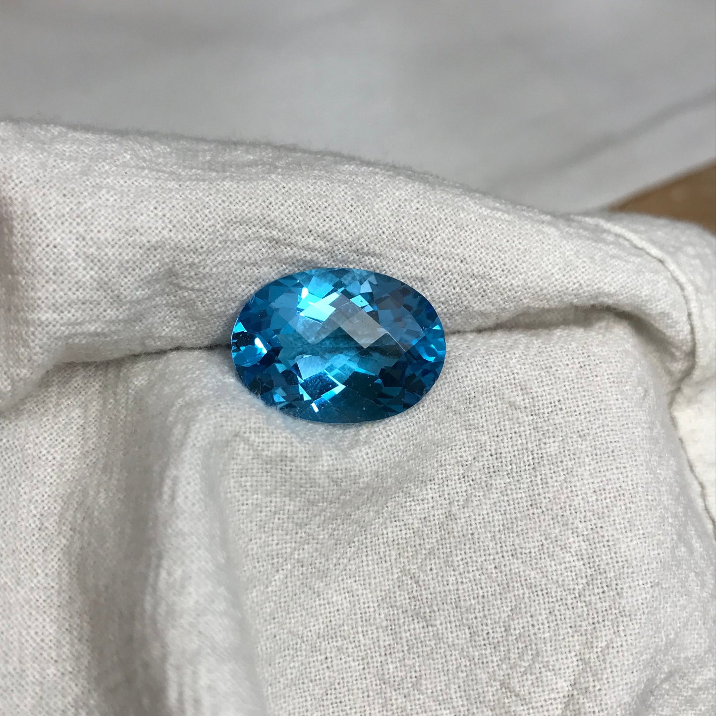 13 Carat Blue Topaz with Chips, 18x13mm Oval Worn Faceted Discount Gemstone, Reclaimed/Recycled Imperfect Gem