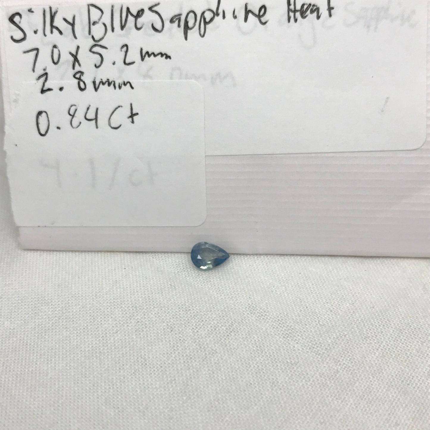 7x5mm Natural Milky Blue Sapphire 0.84 Carat, Silky Sapphire Pear cut