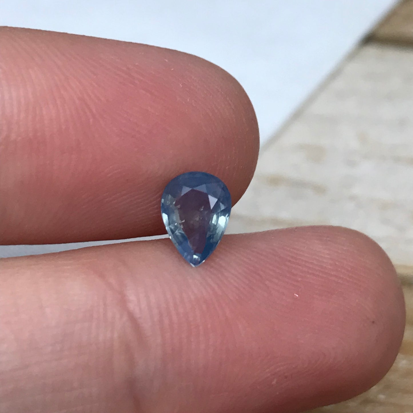 7x5mm Natural Milky Blue Sapphire 0.84 Carat, Silky Sapphire Pear cut