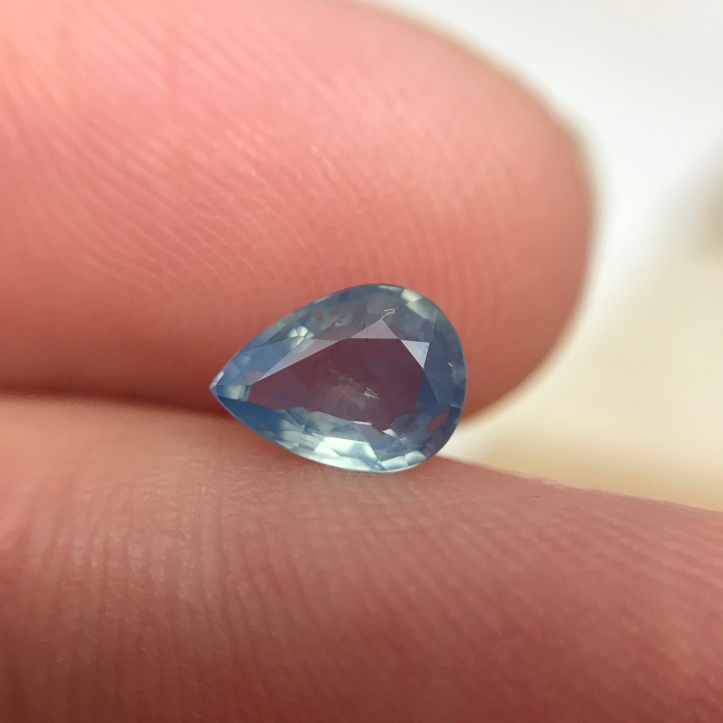 7x5mm Natural Milky Blue Sapphire 0.84 Carat, Silky Sapphire Pear cut