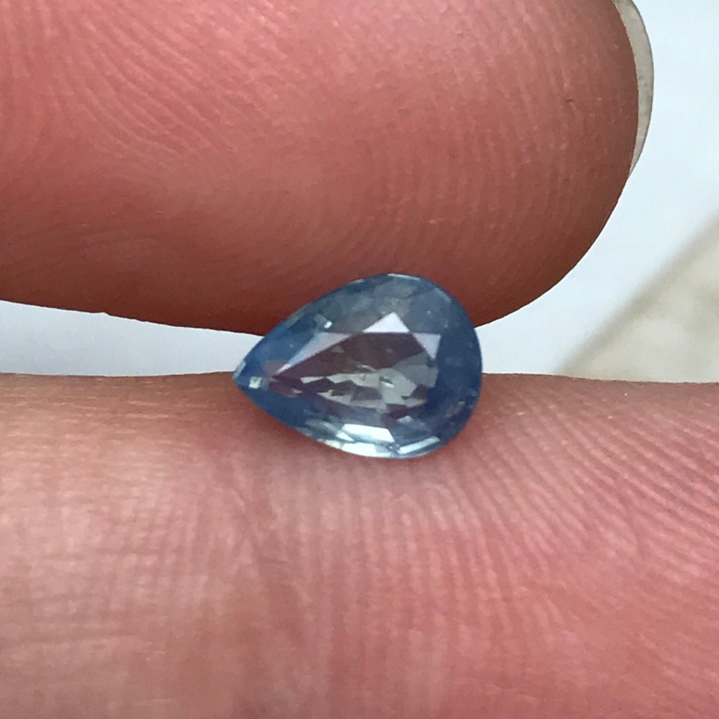 7x5mm Natural Milky Blue Sapphire 0.84 Carat, Silky Sapphire Pear cut