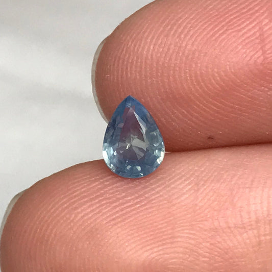 7x5mm Natural Milky Blue Sapphire 0.84 Carat, Silky Sapphire Pear cut
