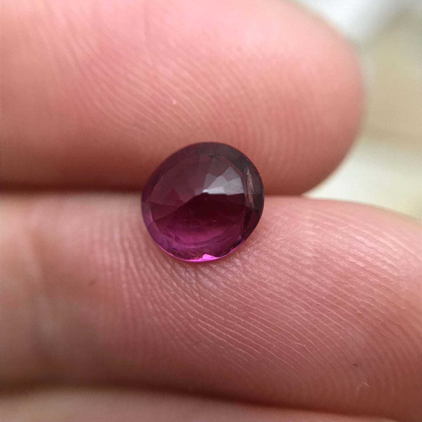 7x6.5mm Natural Rhodolite Garnet, 1.42 carat, Purple Pink Garnet, Faceted Oval Cut