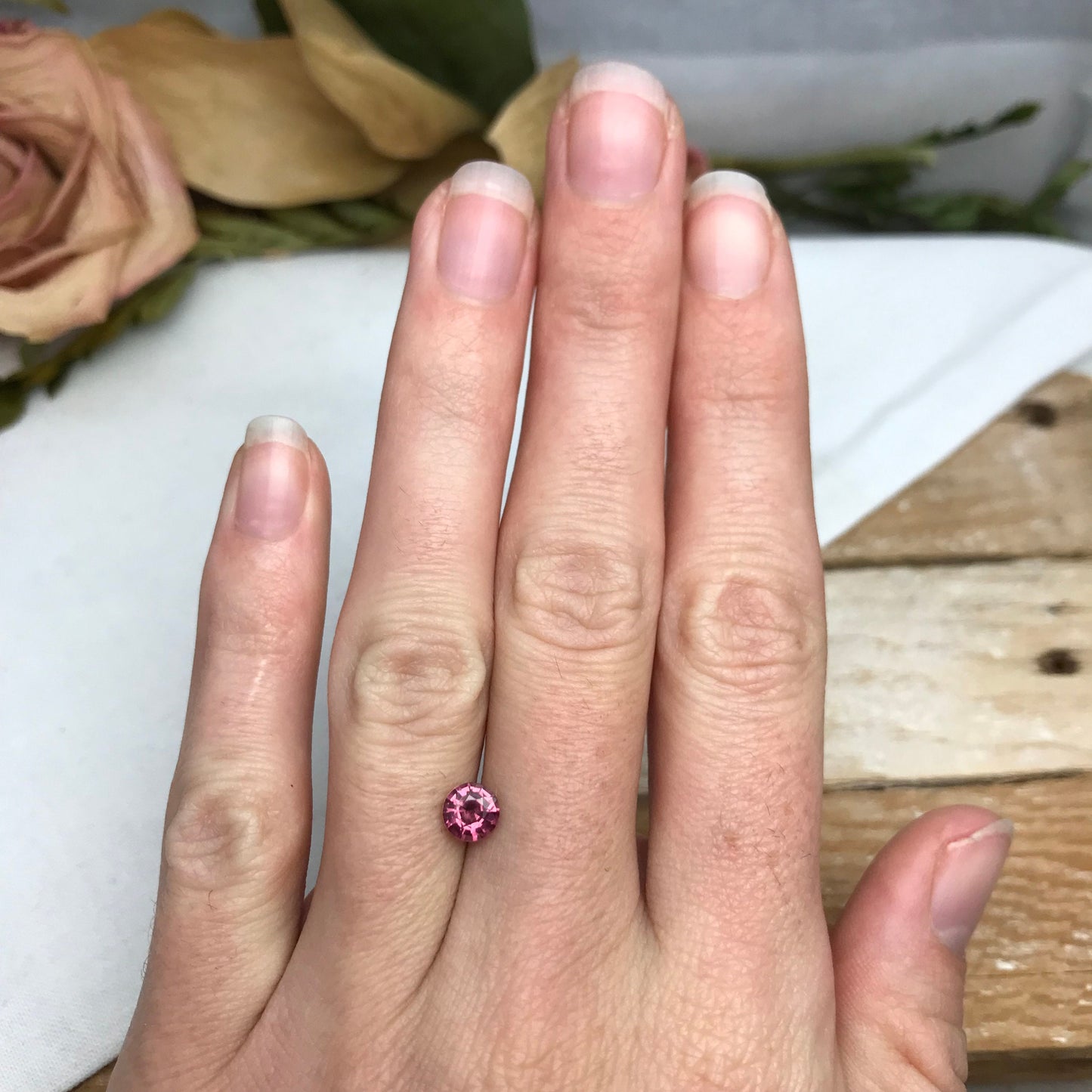 5.5mm Pink Rhodolite Garnet 0.81 Carat Round Gemstone, Purplish Pink Garnet, Faceted Loose Pink Gem