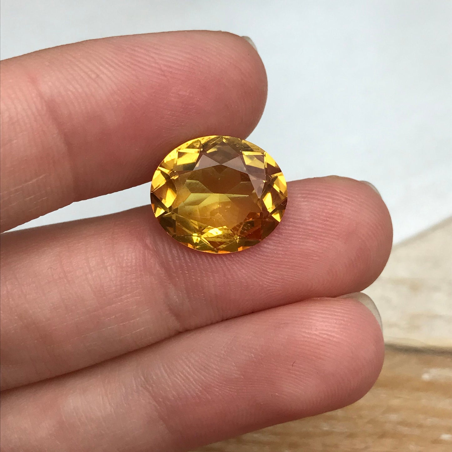 14x12mm Yellow Lab Sapphire 8.46 Carat, Oval Cut, Faceted Loose Gemstone, Synthetic Corundum