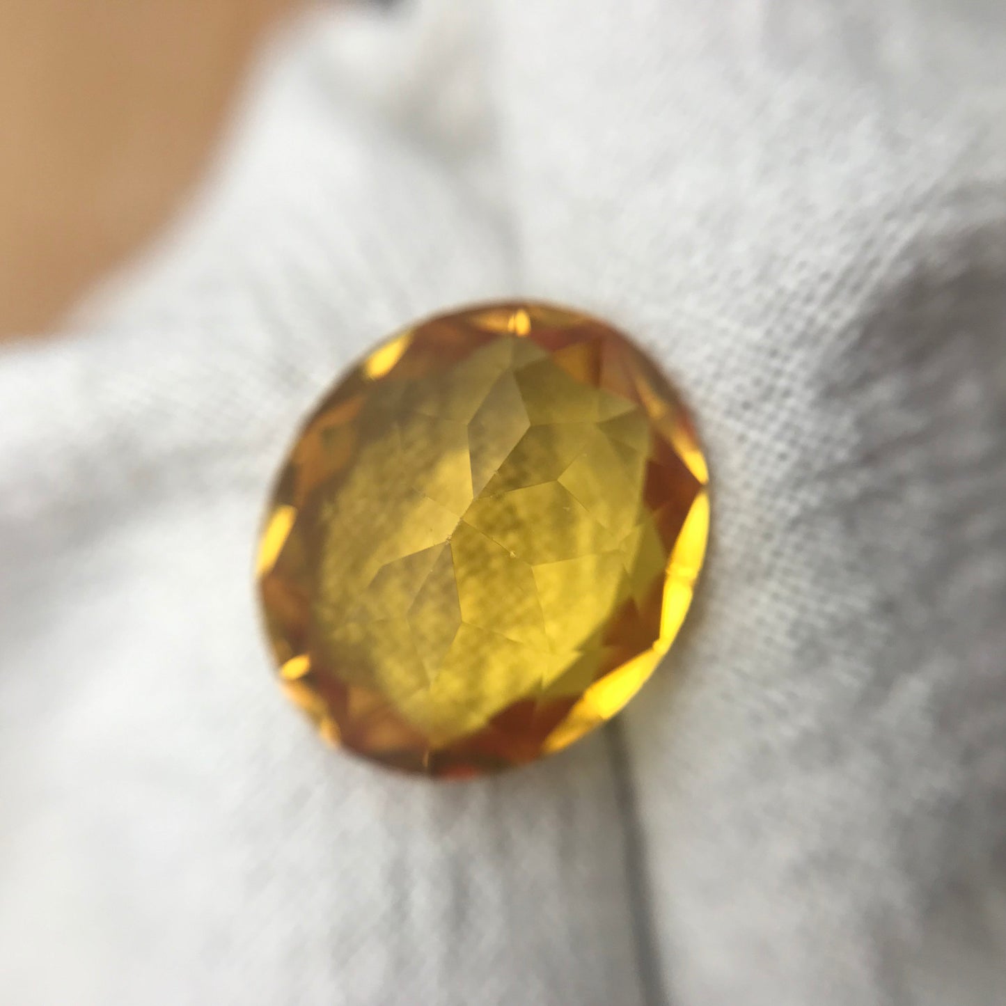 14x12mm Yellow Lab Sapphire 8.46 Carat, Oval Cut, Faceted Loose Gemstone, Synthetic Corundum