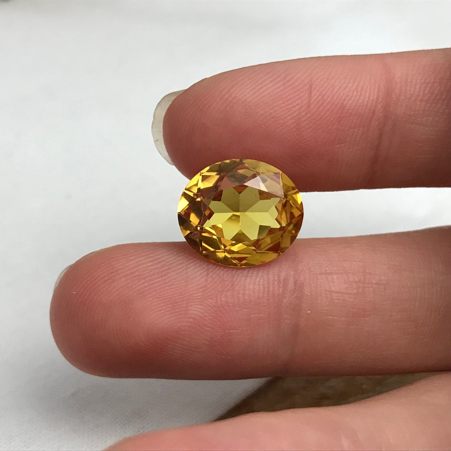 14x12mm Yellow Lab Sapphire 8.46 Carat, Oval Cut, Faceted Loose Gemstone, Synthetic Corundum