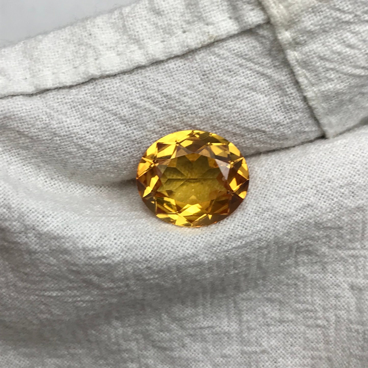 14x12mm Yellow Lab Sapphire 8.46 Carat, Oval Cut, Faceted Loose Gemstone, Synthetic Corundum