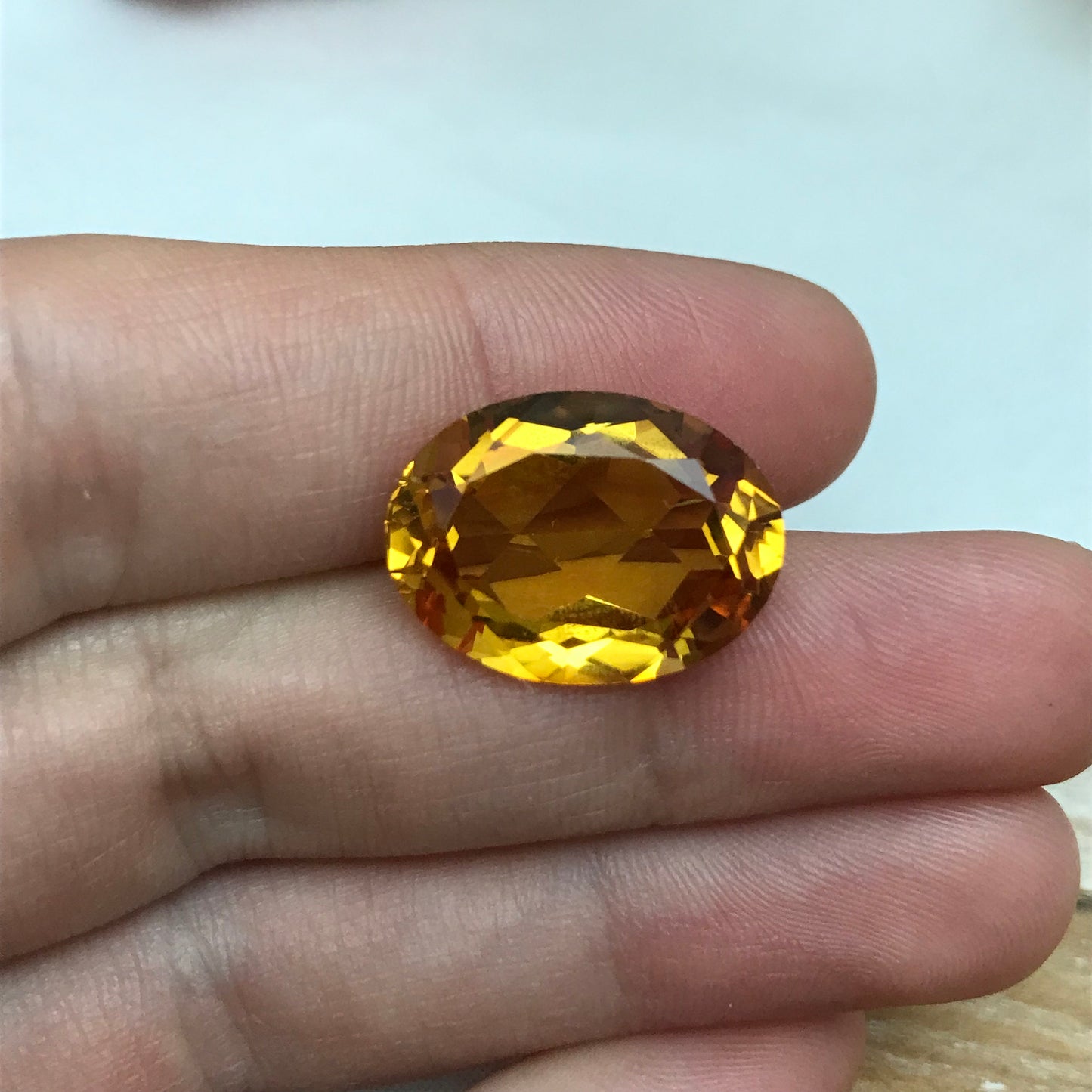 Large Orange Yellow Lab Sapphire 18.65 Carat, 18.7x13.9mm Oval Cut, 19x14mm Faceted Loose Gemstone
