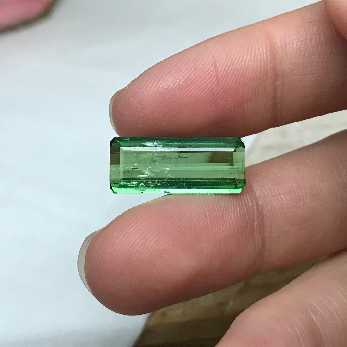 6.93 carat Green Tourmaline 19.6x8mm Octagon Cut Faceted Loose Unmounted Gem Gemstone