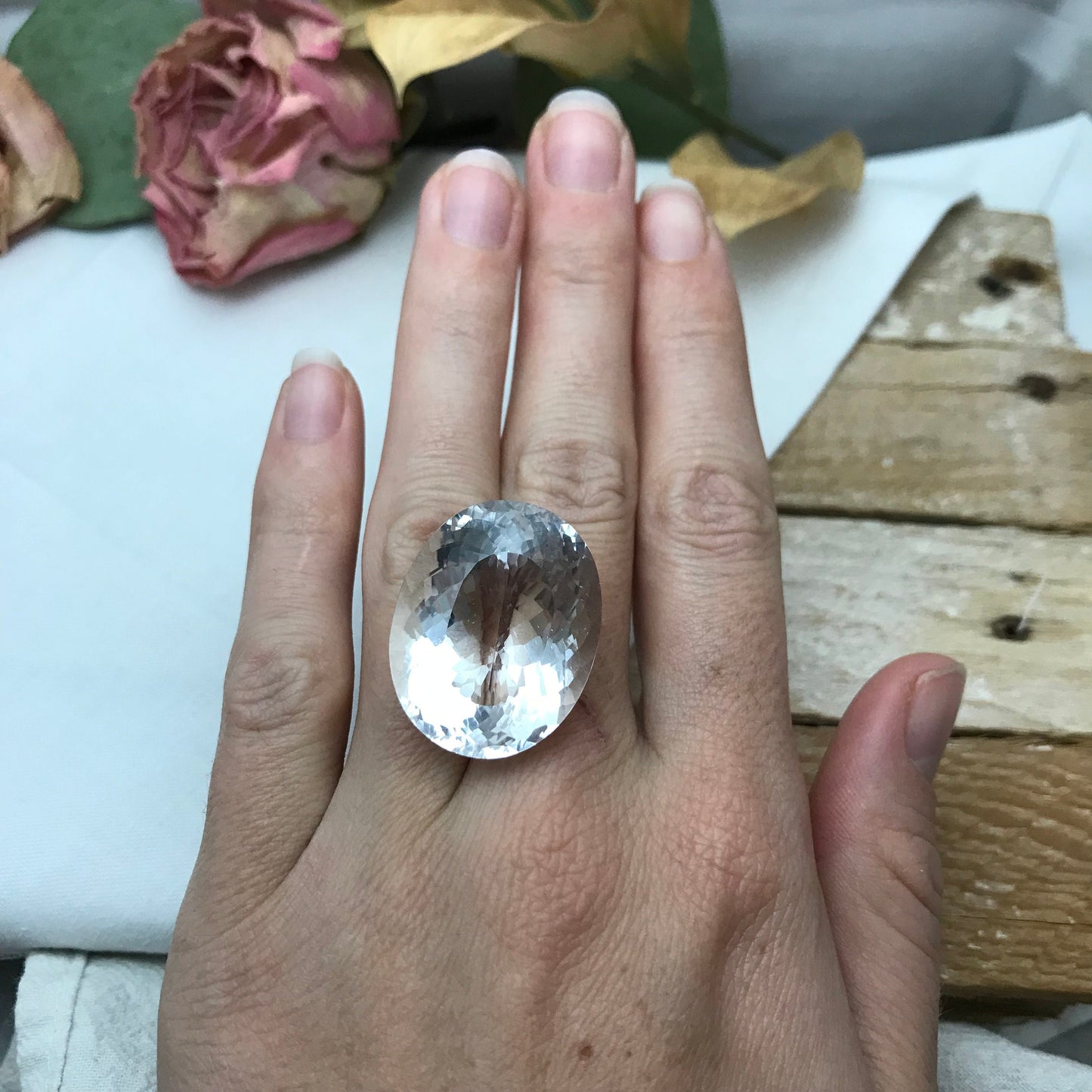 54 Carat Quartz 28x22mm Oval Cut Loose Gem, Large Gemstone, Big Faceted Stone