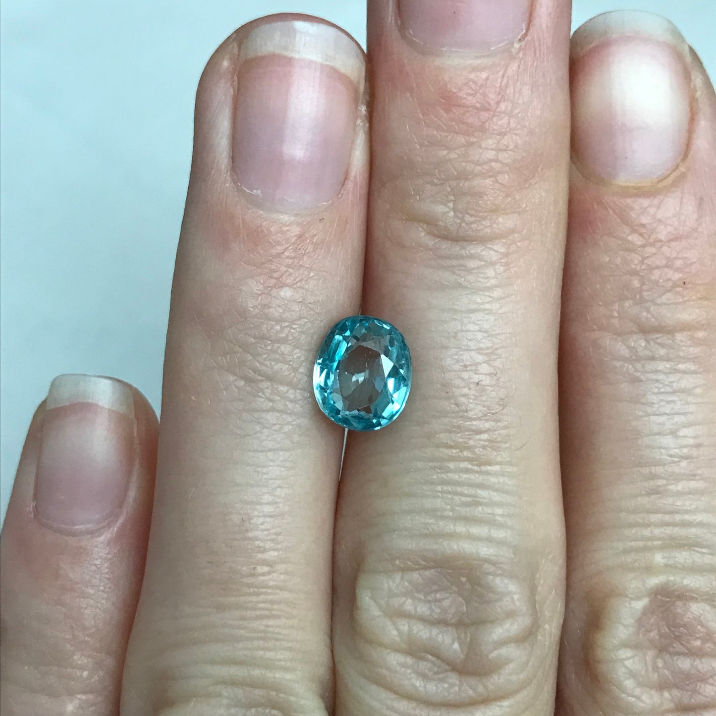 3 carat Blue Green Zircon 8.3x7.1mm Oval Loose Gemstone Sea Blue Zircon, December Birthstone