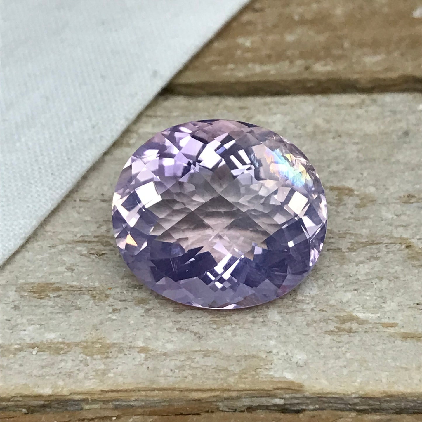 18 Ct Lavender Quartz with Rainbow Inclusion, 18.7x16.3mm, sometimes called "Lavender Amethyst"