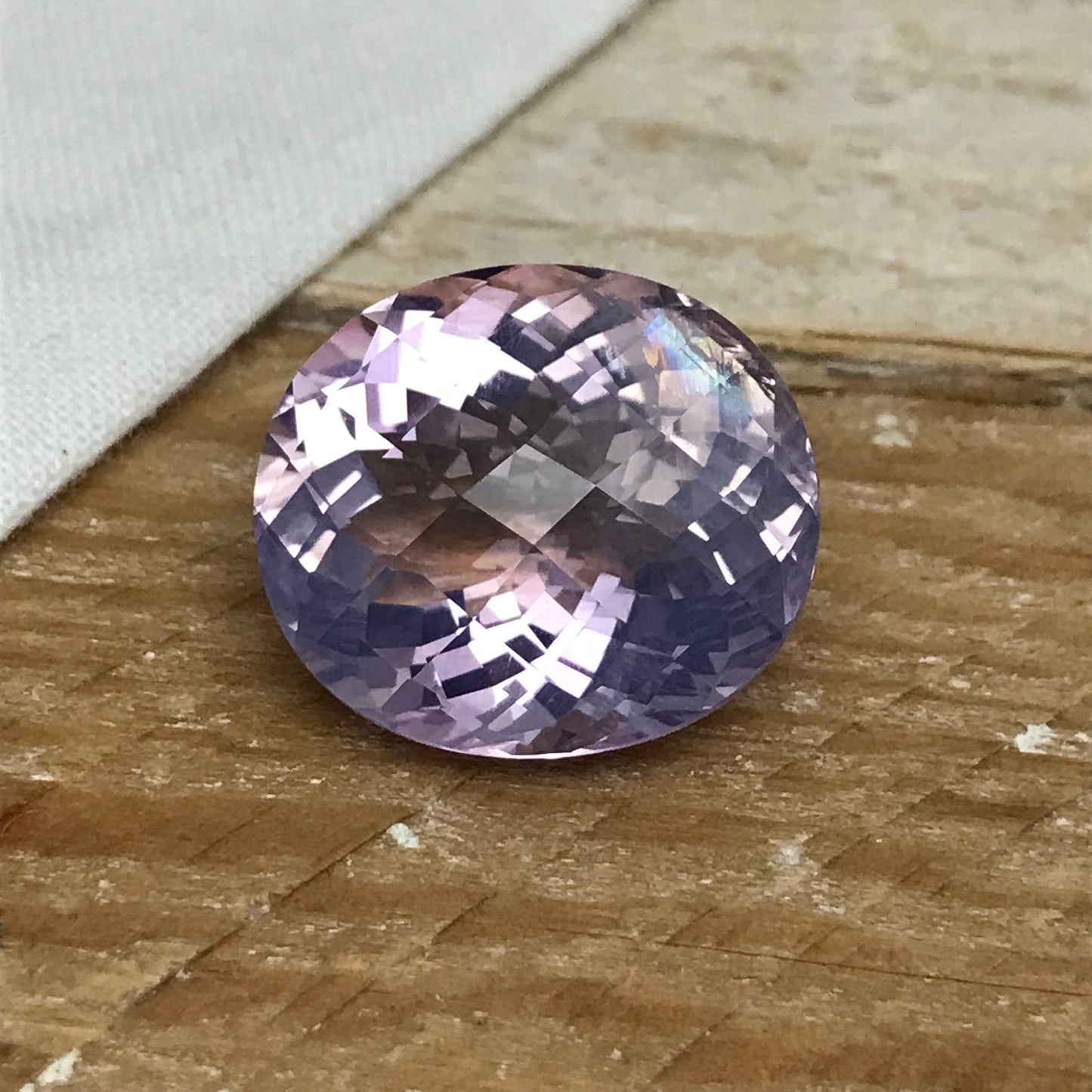 18 Ct Lavender Quartz with Rainbow Inclusion, 18.7x16.3mm, sometimes called "Lavender Amethyst"