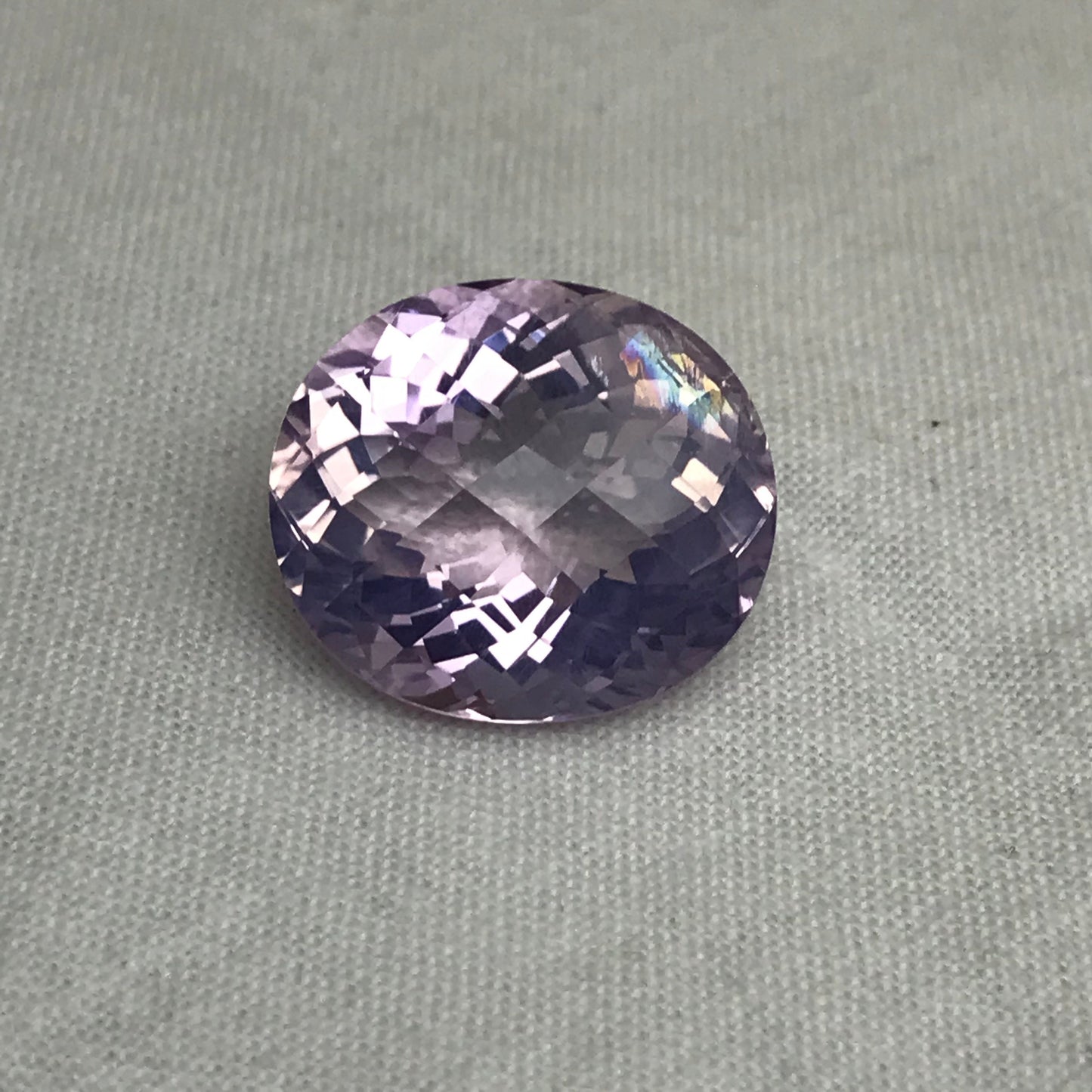 18 Ct Lavender Quartz with Rainbow Inclusion, 18.7x16.3mm, sometimes called "Lavender Amethyst"