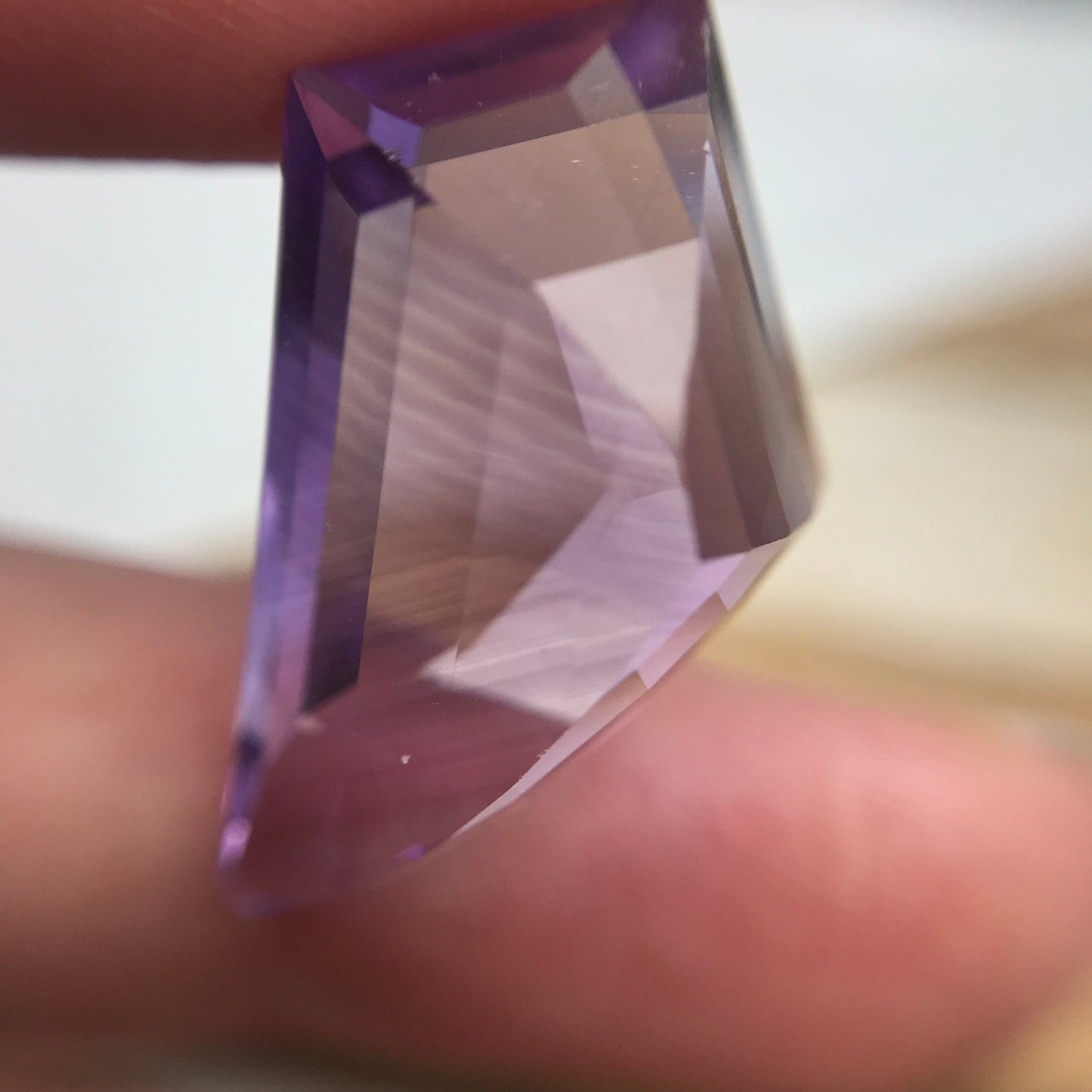 19 carat Purple Amethyst Freeform cut Faceted Large 21x16mm