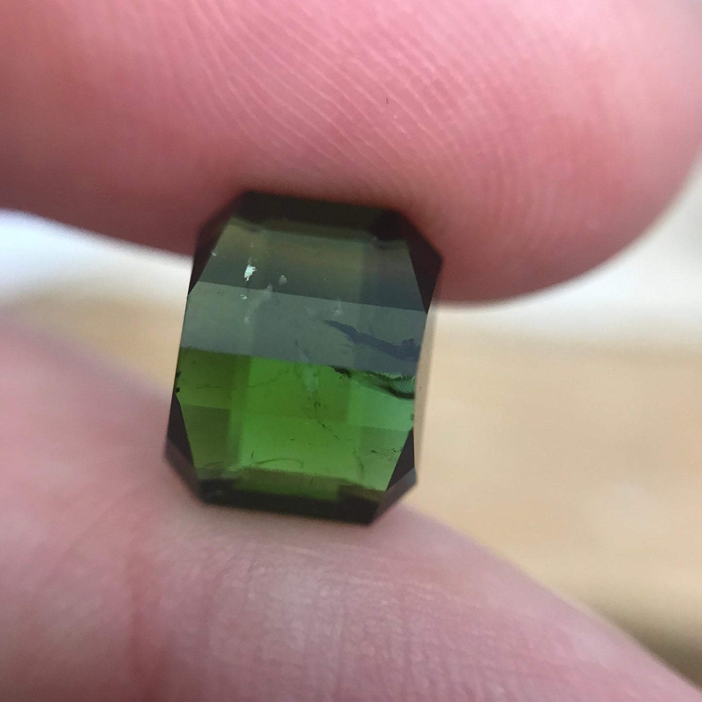 4.89 carat Natural Deep Green Tourmaline, 10.6x8.3mm Octagon Cut Faceted,