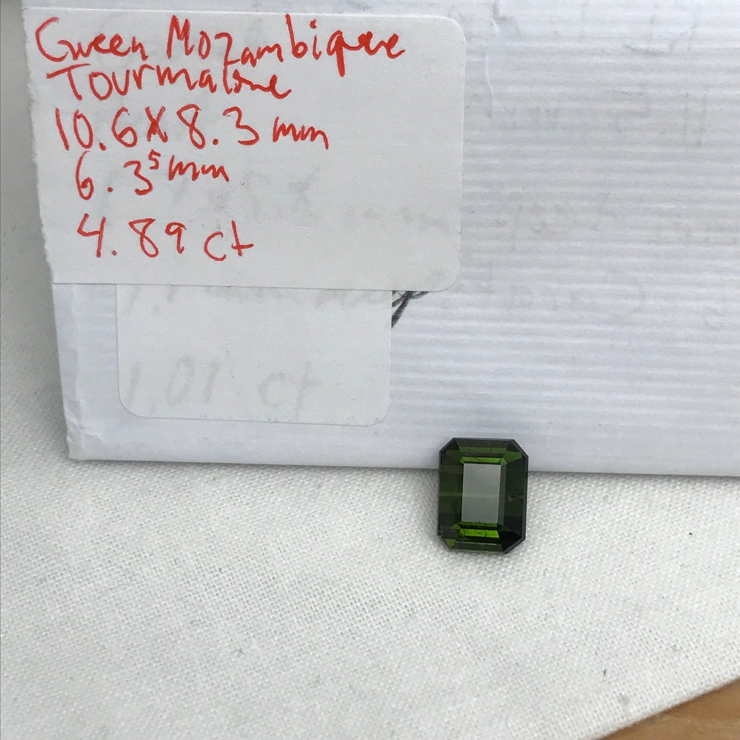 4.89 carat Natural Deep Green Tourmaline, 10.6x8.3mm Octagon Cut Faceted,