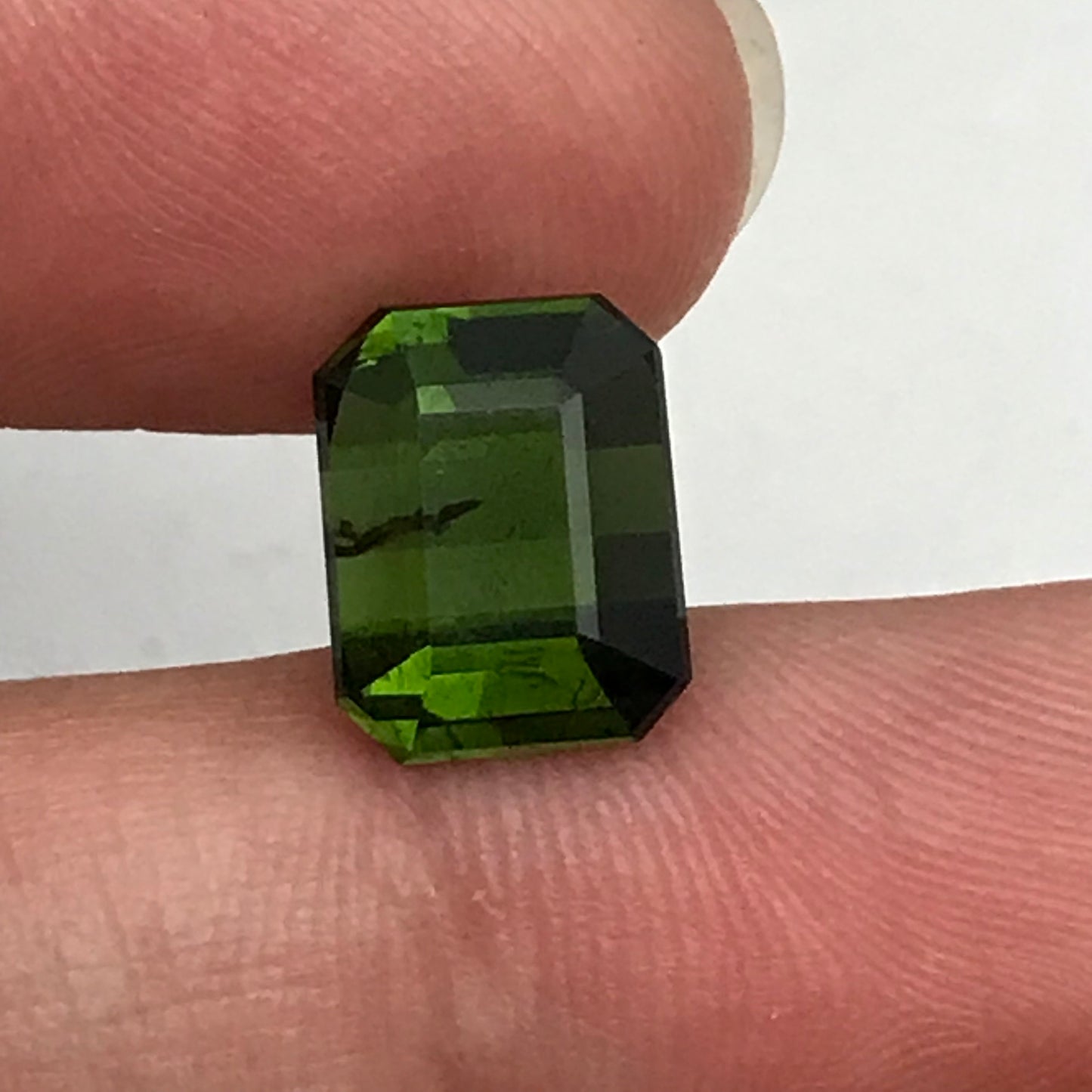 4.89 carat Natural Deep Green Tourmaline, 10.6x8.3mm Octagon Cut Faceted,