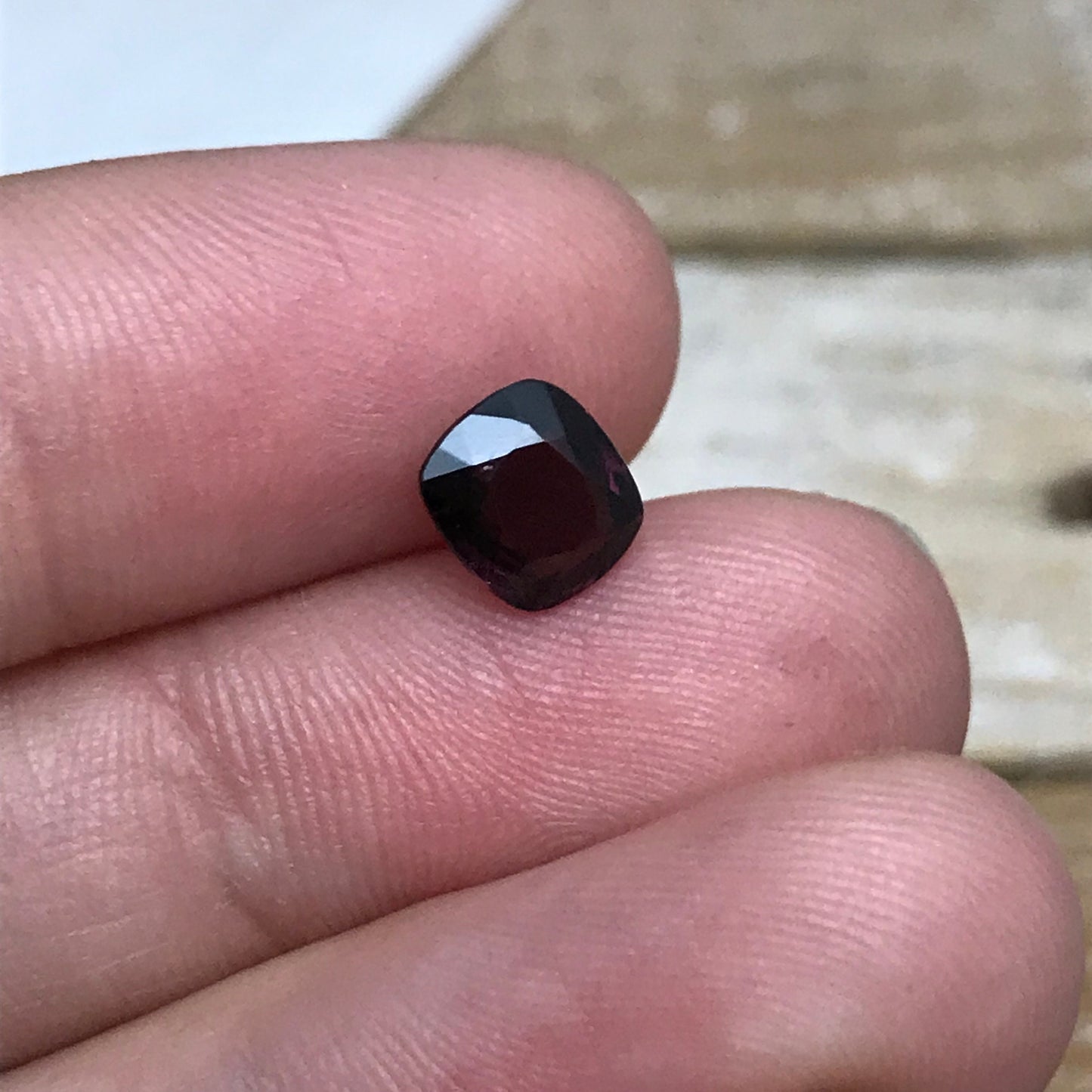 1.47 Ct Natural Purple Spinel 7.2x6.3 Cushion Cut, Faceted Loose Gemstone, Dark Reddish Purple Stone, 7x6mm