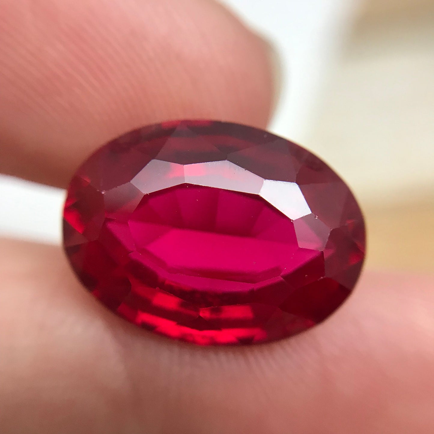16x12mm Lab Ruby 11.38 Ct Oval Cut Loose Synthetic Ruby, Faceted July Birthstone
