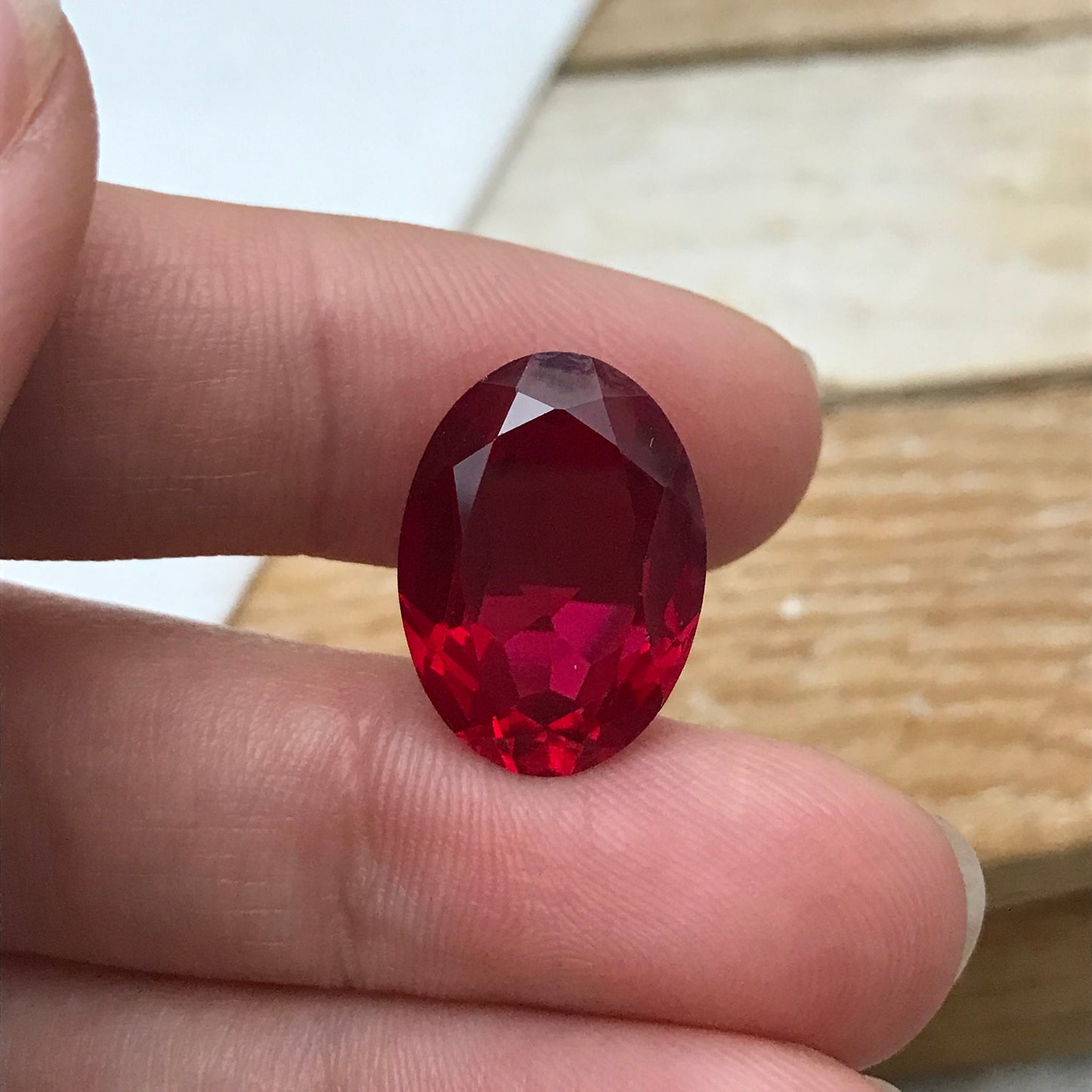18x13mm Lab Ruby 15.14 Ct Oval Cut Loose Synthetic Ruby, Faceted July Birthstone