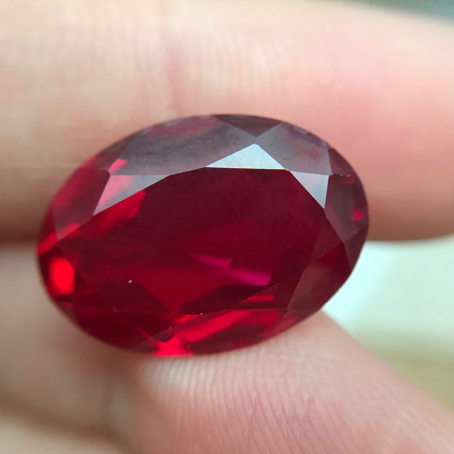 18x13mm Lab Ruby 15.14 Ct Oval Cut Loose Synthetic Ruby, Faceted July Birthstone