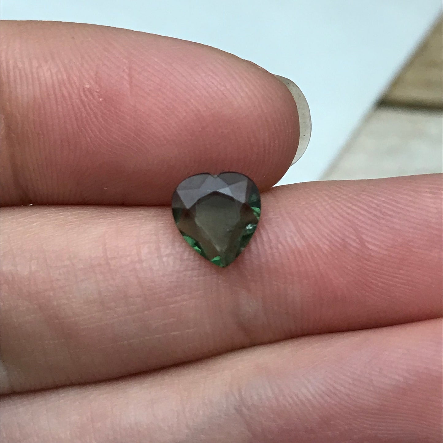 1 Ct Natural Green Sapphire 7.7x7mm, Heart Tab Cut Gem, Faceted Loose Gemstone, Heated Sapphire