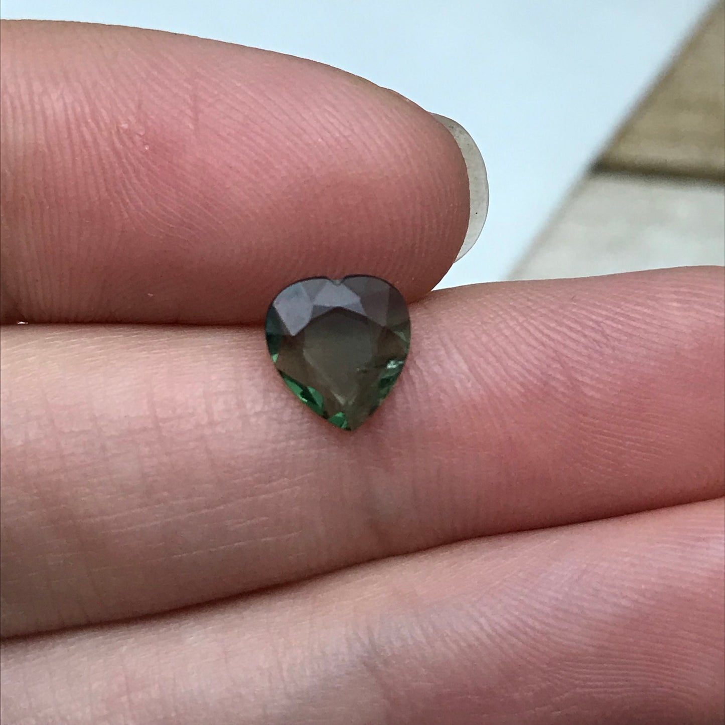 1 Ct Natural Green Sapphire 7.7x7mm, Heart Tab Cut Gem, Faceted Loose Gemstone, Heated Sapphire