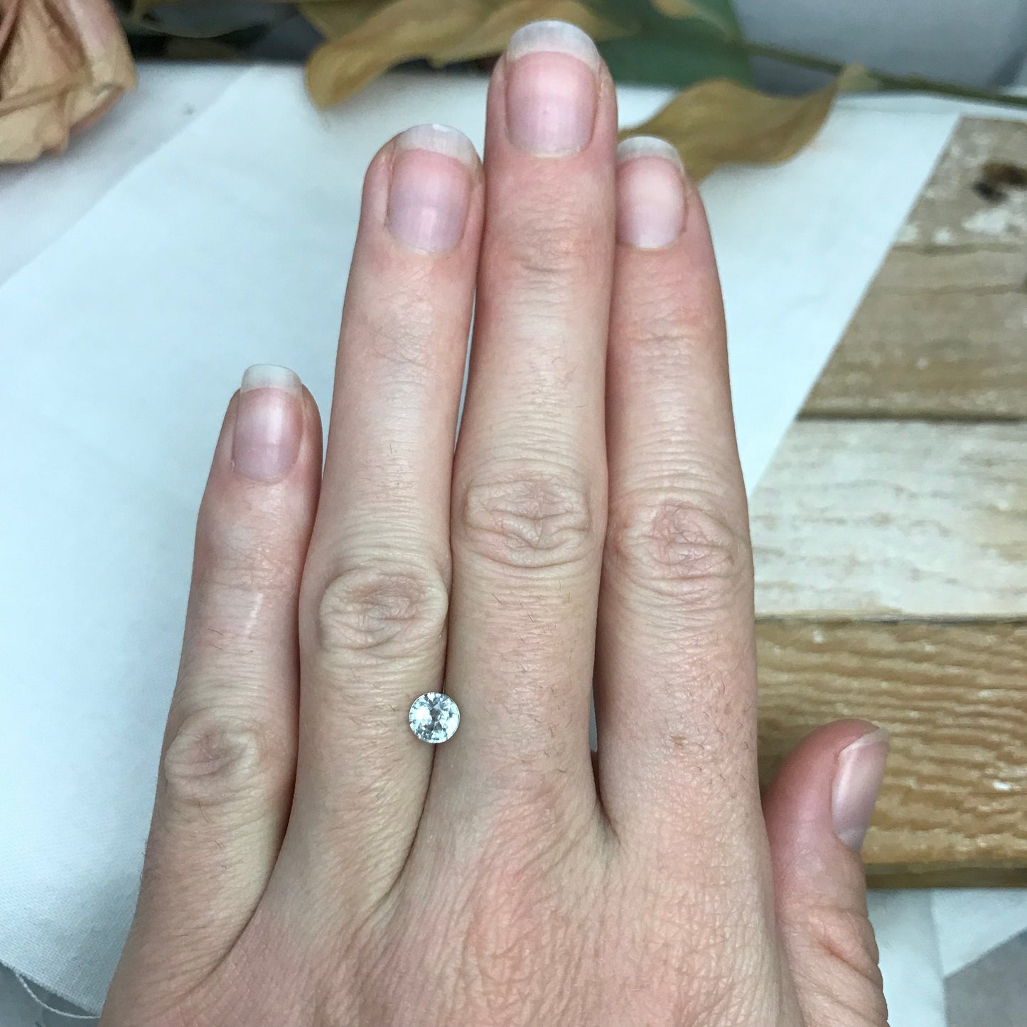 5.2mm Round Natural Light Sapphire 0.76 carat, Faceted Loose Gemstone Very Light Green, 5mm