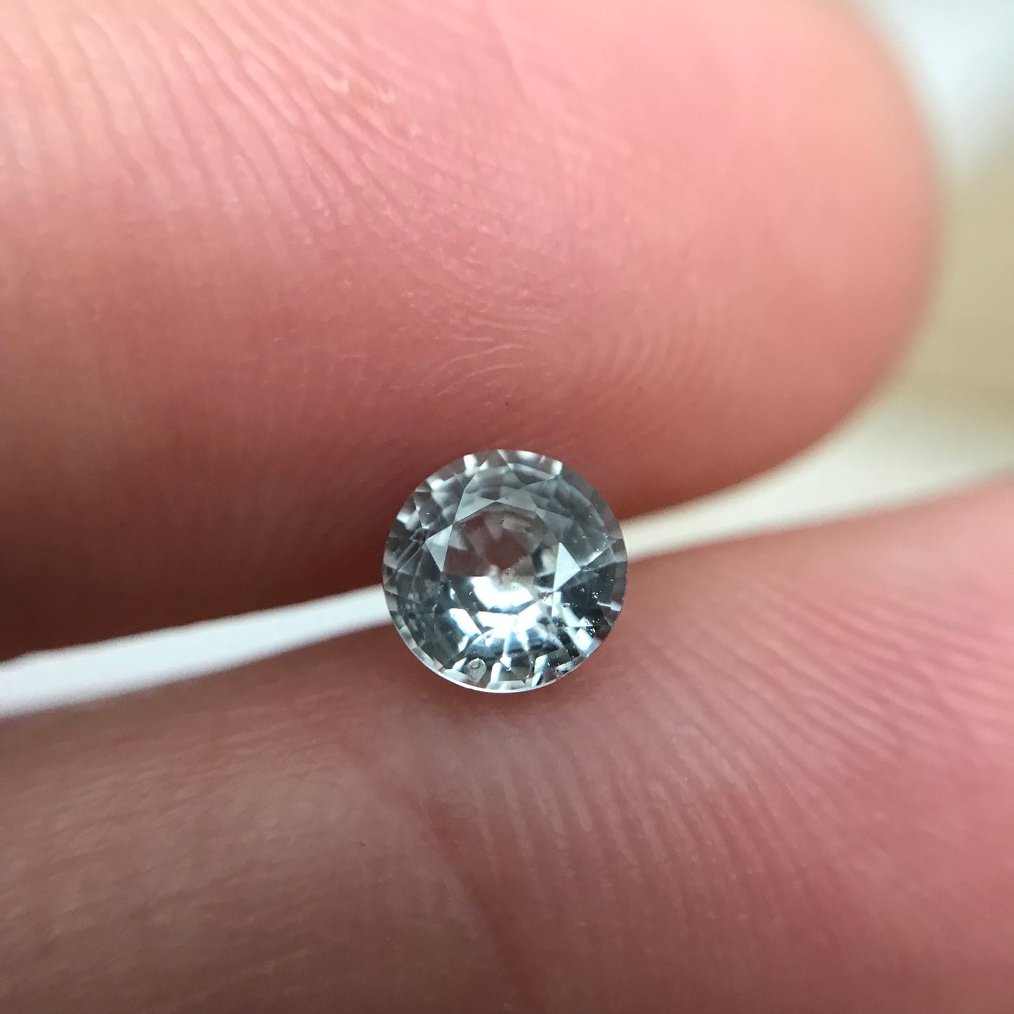 5.2mm Round Natural Light Sapphire 0.76 carat, Faceted Loose Gemstone Very Light Green, 5mm