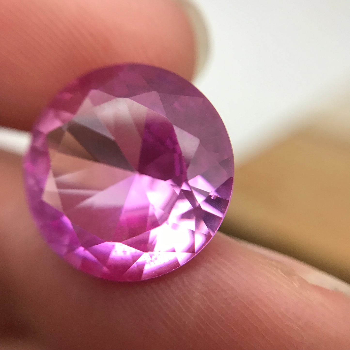 Pair of 14mm Pink Lab Created Sapphire, 20CTW Round Cut, Loose Faceted Gemstone, 10 carats each