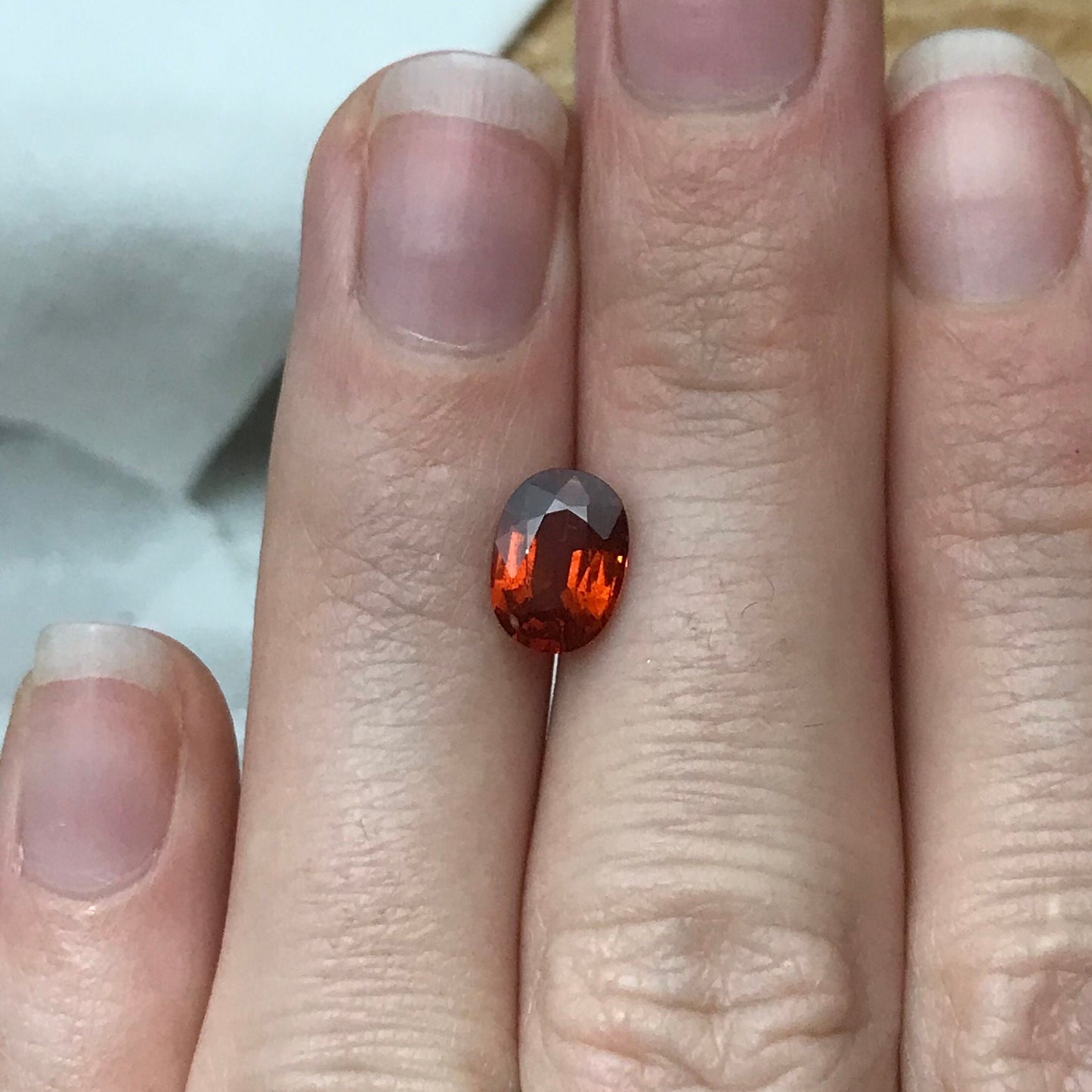 1.72 carat Natural Orange Spessartite Garnet, 8.5x6mm Red Orange Red Faceted Garnet