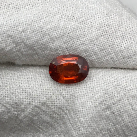 1.72 carat Natural Orange Spessartite Garnet, 8.5x6mm Red Orange Red Faceted Garnet